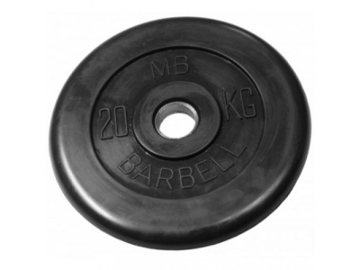 Диски (блины) MB Barbell на штангу и гантели 20кг, 31мм (черные)